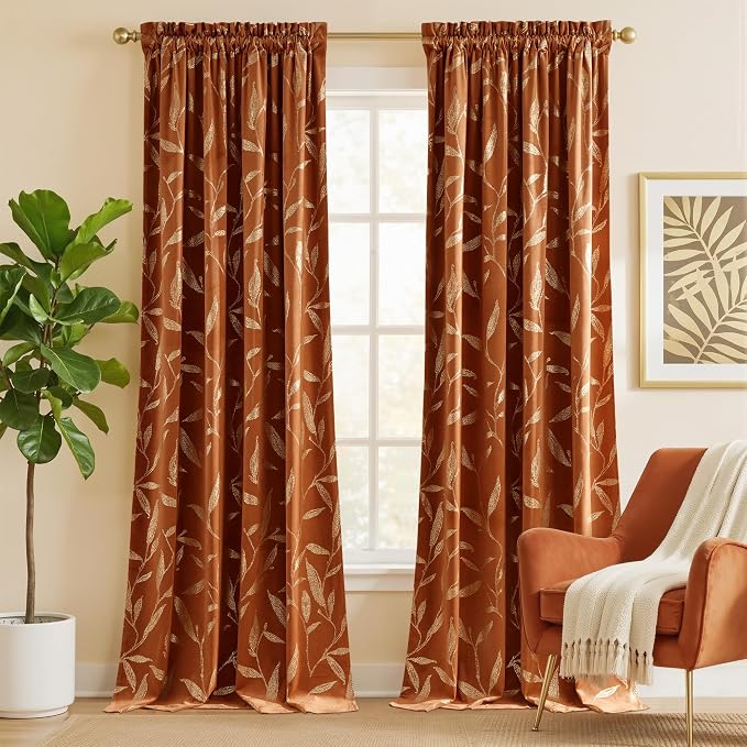 NICETOWN Burnt Orange Velvet Curtains by NICETOWN