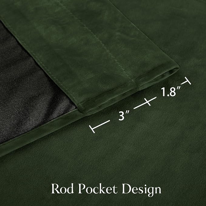NICETOWN Olive Green Velvet Curtains 96 inch Long - Image 7