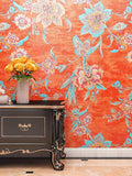 FunStick 17.5x354 Floral Wallpaper Peel and Stick Vintage Burnt Orange by FunStick