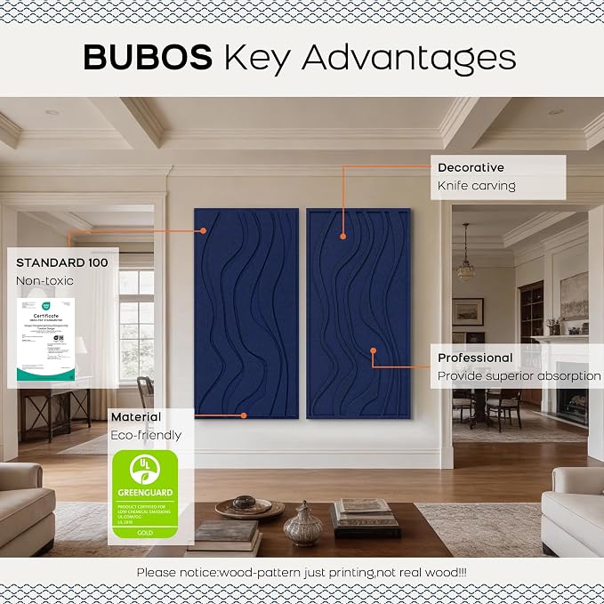 BUBOS 4 Pack Large Acoustic Panels, Total Size 47.2 x 23.6 Inches Soundproof - Image 3