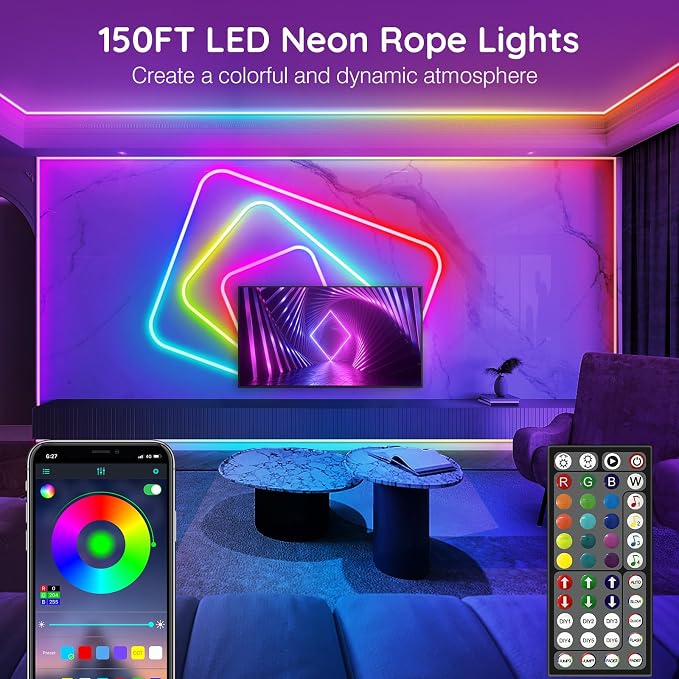 AILBTON 150Ft Neon Rope Lights, Flexible Led Rope Lights Control - Image 2