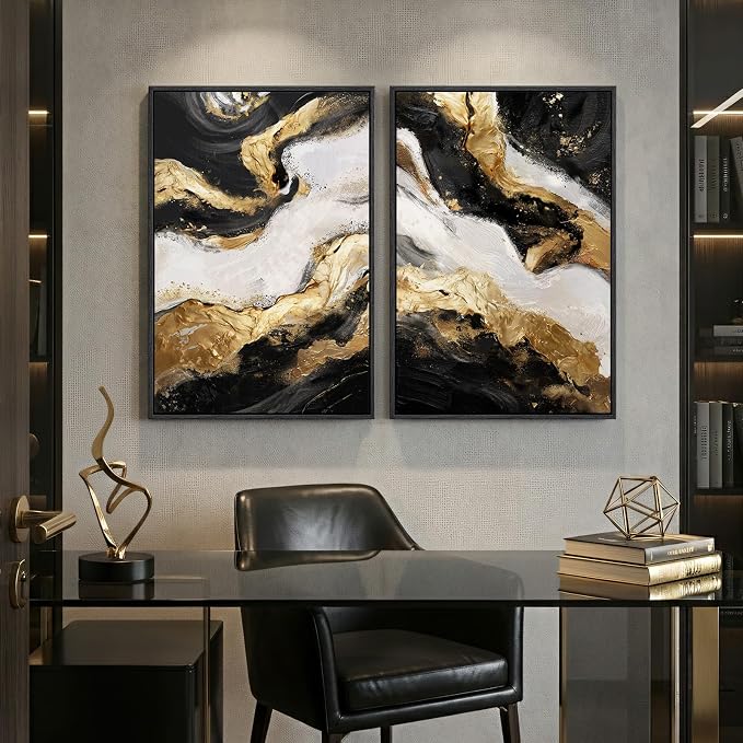 Framed Gold Abstract Wall Art Set of 2 - Image 8
