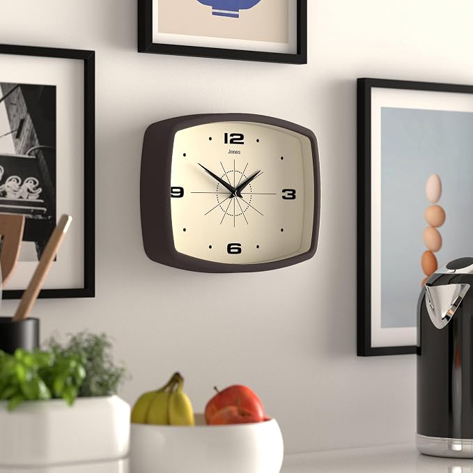 JONES CLOCKS® Movie wall Clock | Retro Rectangular Clock | 10 inch | Mocha - Image 5
