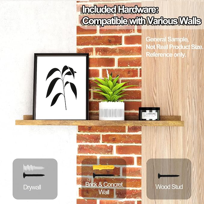 Small Floating Shelves for Wall Decor, Wall Mounted Wood Shelf for Bedroom - Image 4