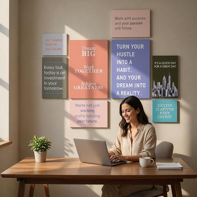 Office Motivational Canvas Wall Art Set of 8 - Image 2