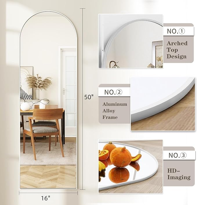 Door Mirror, Arched Full Length Mirror Over The Door, Wall Mirrors - Image 5