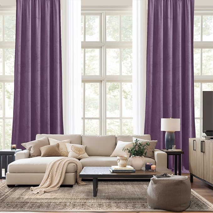 NICETOWN Lavender Purple Velvet Curtains 84 inches Long - Image 9
