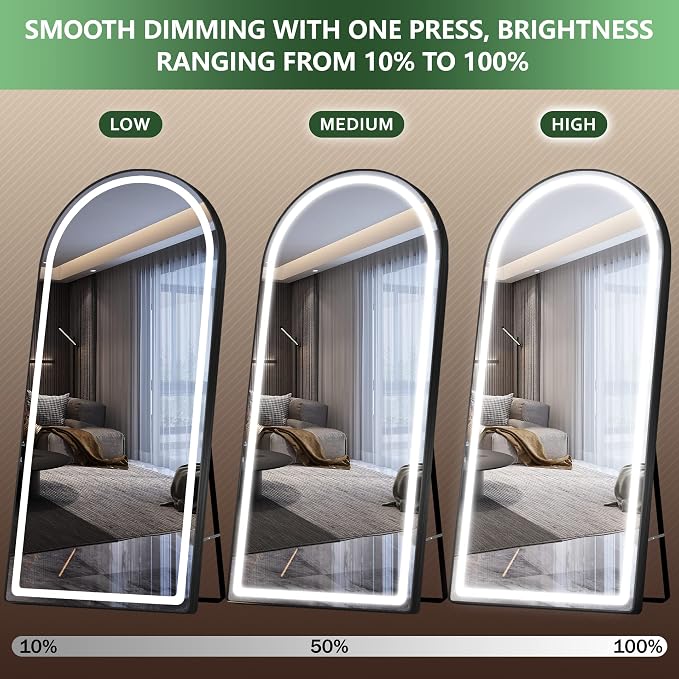 FENNIO Full Length Mirror with Lights, Free Standing Lighted Floor Mirror - Image 9