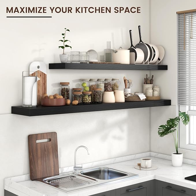 Venusmiles Floating Shelves for Wall 55 inch Long, Engineered Wood Large Wall - Image 5