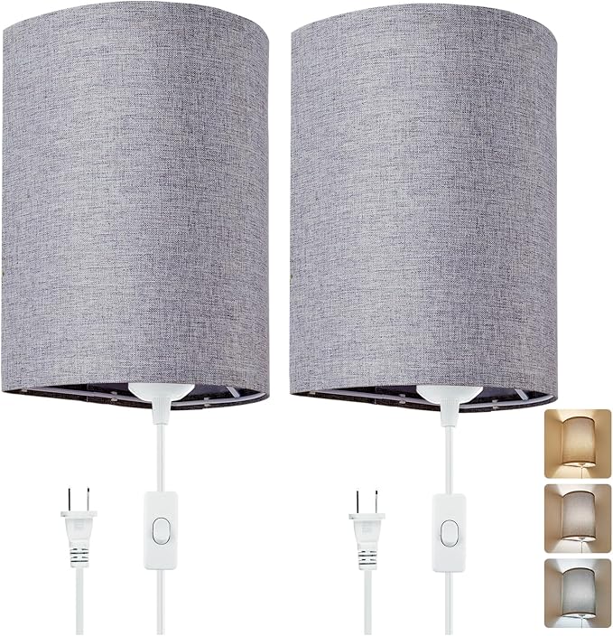 Wall Sconces Set of 2, Plug in Wall Sconces - Image 8