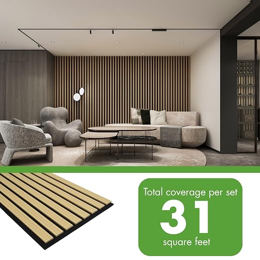 Art3d 4-Pack 12" x 93" Soundproof Wood Slat Panels, 31 sq.ft Acoustic Wall - Image 4