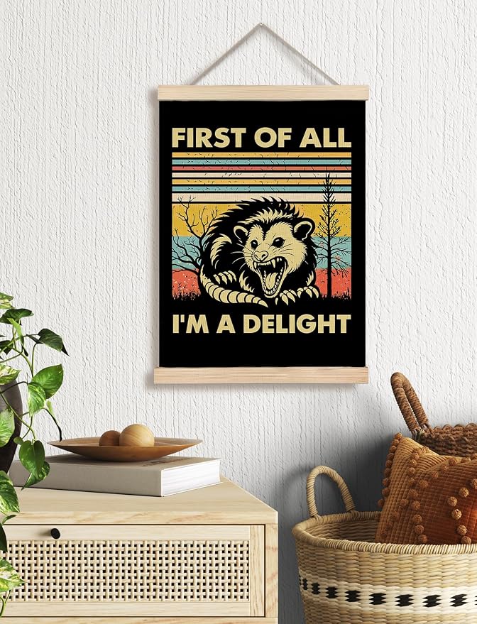 Foritho First of All I'm a Delight Sarcastic Angry Opossum Poster Wall Art - Image 2