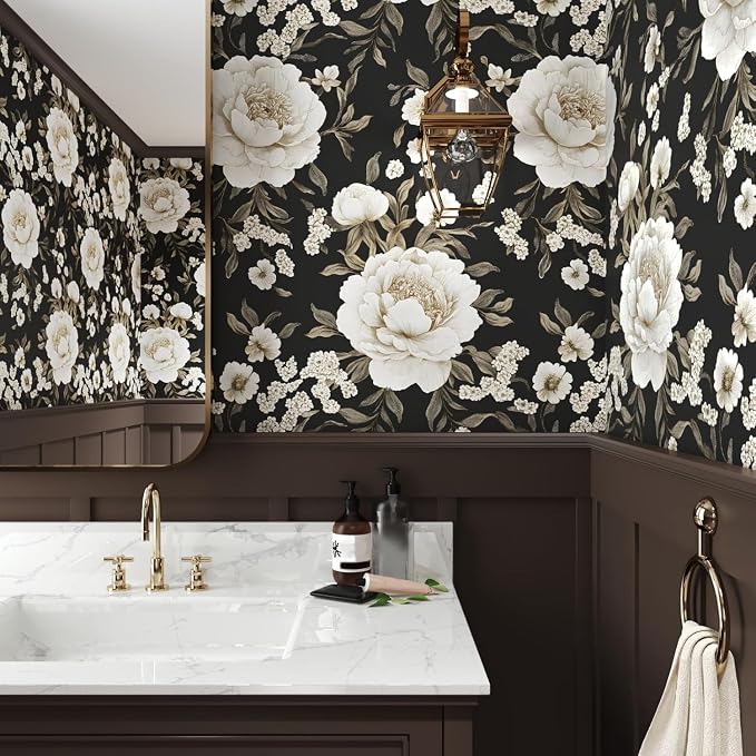 Laatse Boho Wallpaper Peel and Stick Dark Floral Wallpaper - Image 7