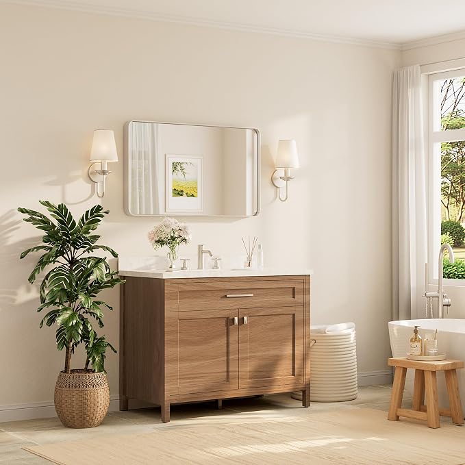 TETOTE Brushed Nickel Bathroom Mirror 40 x 24 Inch - Image 2