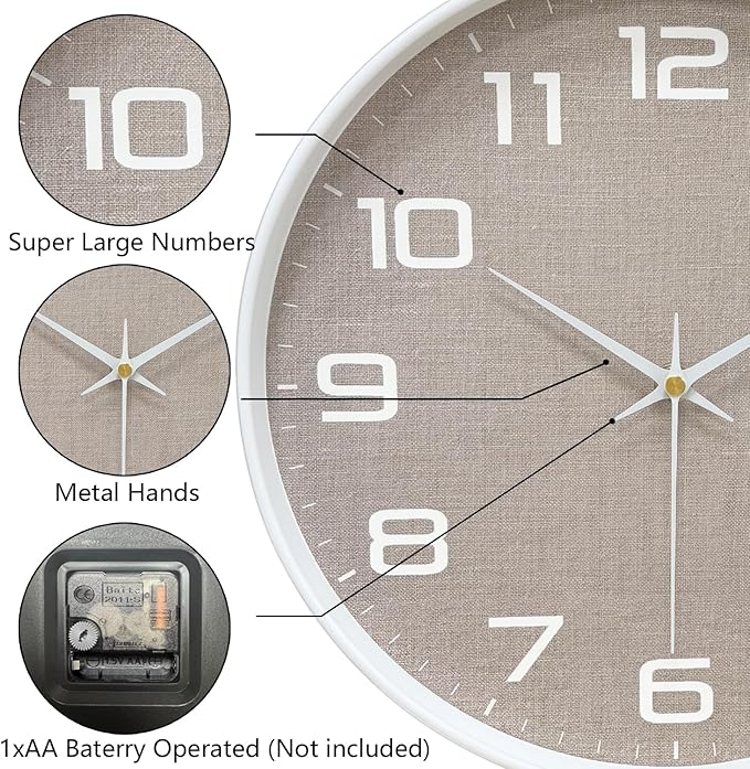 8 Inch Modern Wall Clocks Battery Operated - Image 6
