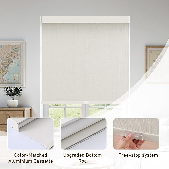 AOSKY Linen Roller Blinds Shades - Image 3