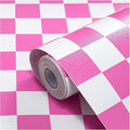 Modern Peel and Stick Wallpaper Pink and White Mosaic Checkered Contact Paper by OSECAGE