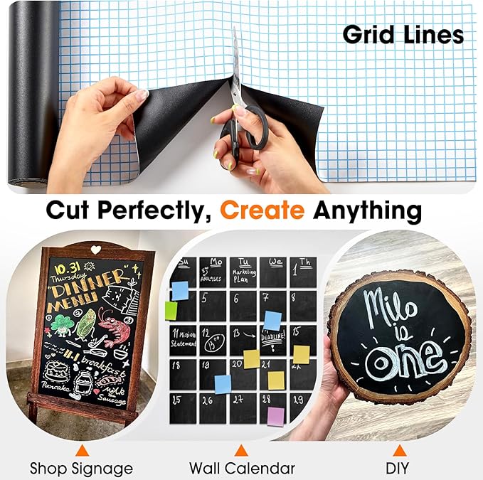 Chalkboard Wallpaper Peel and Stick, 17.5"x393.7" Blackboard Contact Paper Self - Image 3