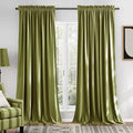 NICETOWN Moss Green Velvet Drapes 120 inch Long by NICETOWN