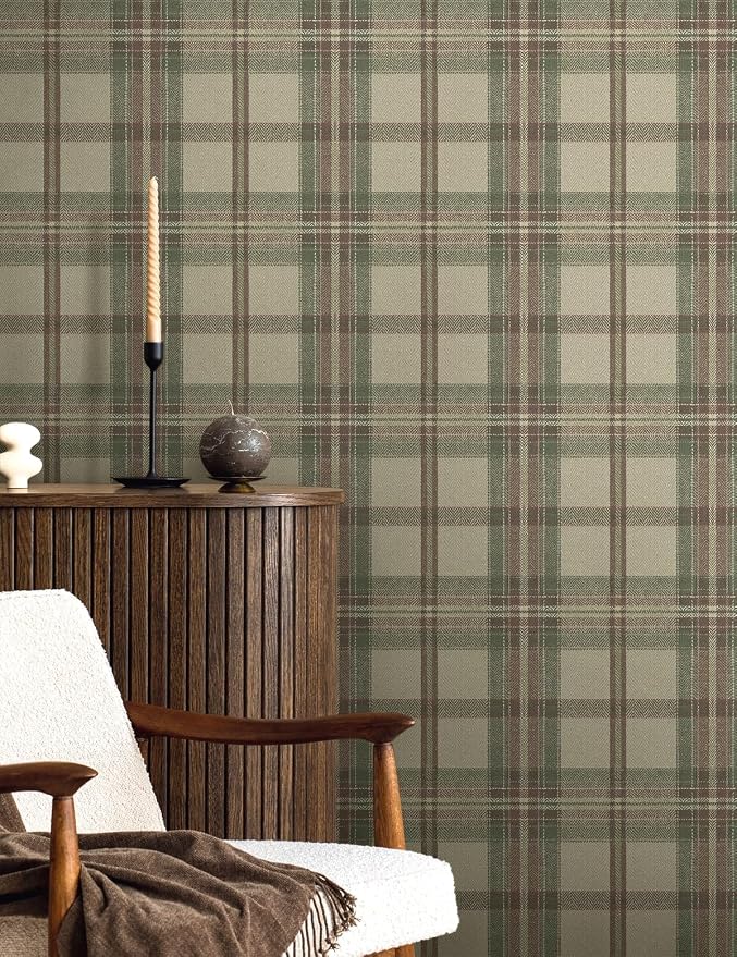 NextWall Harry & Grace Herringbone Plaid Premium Matte Non-Woven Peel and Stick - Image 4