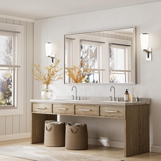 60'' x 36'' Large Beveled Silver Bathroom Vanity Mirror, Shatterproof Rectangle - Image 6