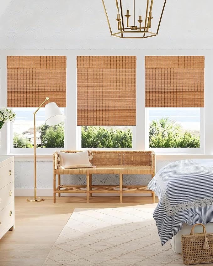 60''W X 72''H Cordless Bamboo Roman Shades - Image 9