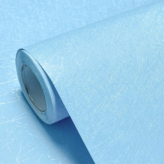 Cohoo Home Blue Peel and Stick Wallpaper Silk Solid Light Blue Contact Paper by CohooHome