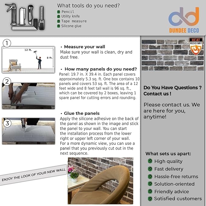 Dundee Deco 3D Wall Panels Faux Brick - Image 5