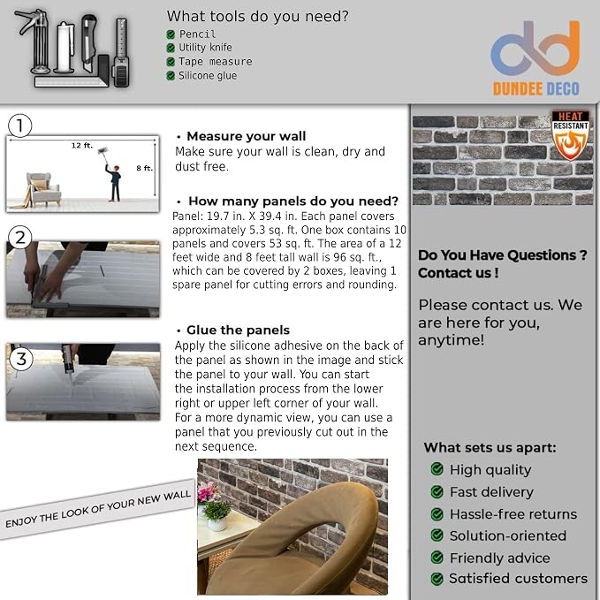 Dundee Deco 3D Wall Panels Faux Brick - Image 6
