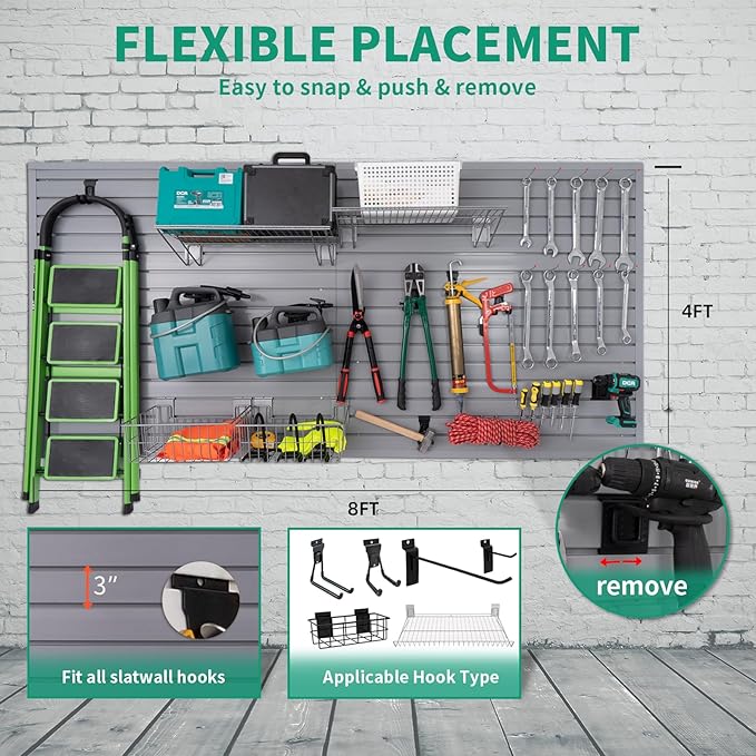 FRAYSCENT Slat Wall Paneling Garage Slat Wall Storage Systems Slatwall Panels - Image 2