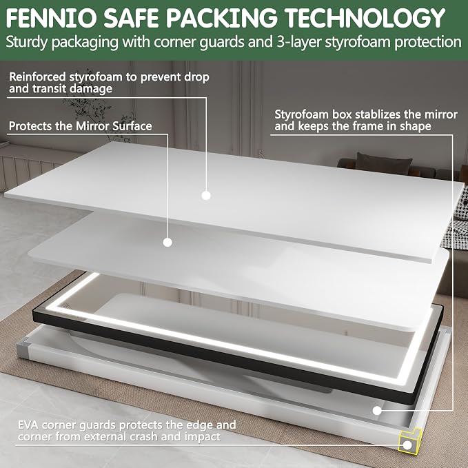 FENNIO Full Length Mirror with Lights, Wall Mounted Hanging Mirror with Lights - Image 7
