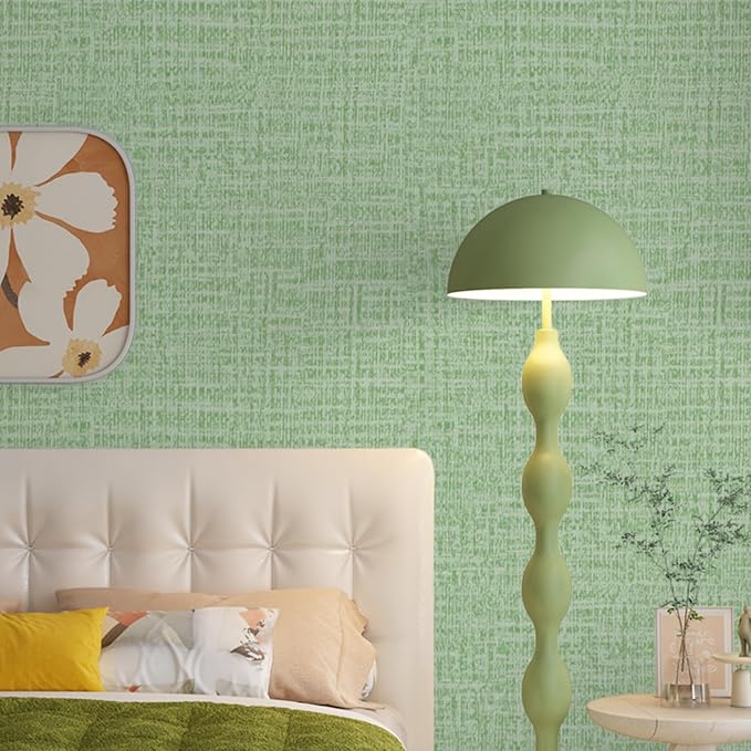 TANONE Contact Paper Peel and Stick, Grasscloth Green Wallpaper Self Adhesive - Image 3