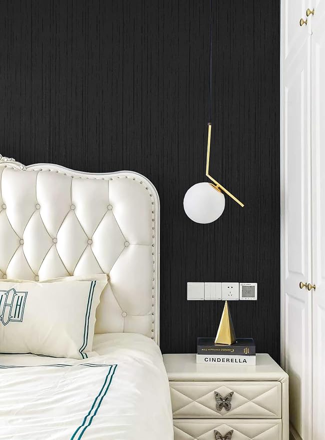 Dviolet Black Grasscloth Textured Fabric Contact Paper - Image 7