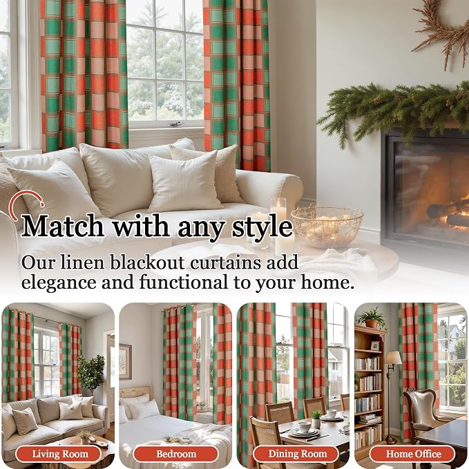 Lajode Red and Green Curtains for Living Room - Image 3