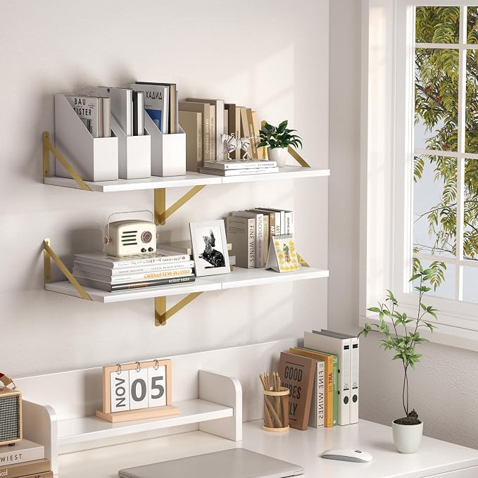 Heimlove Deep Floating Shelves for Wall, 16W x 12D Wood Wall Shelves Set of 2 - Image 5