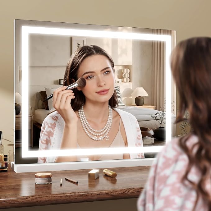 ROLOVE 23x18 Inch Lighted Vanity Mirror, 3-Color Dimmable LED & Touch Control - Image 2