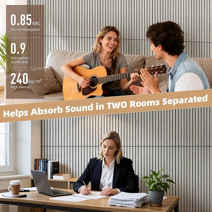 TO-TH Wood-Look Acoustic Panel, 4 Pack 47.2” x 23.6” Soundproof Wall Panels - Image 4
