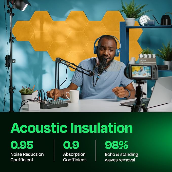 Acoustic Panels 12-Pack Soundproof Wall Panels 12"X10.4"X0.4" Sound Panels High - Image 3