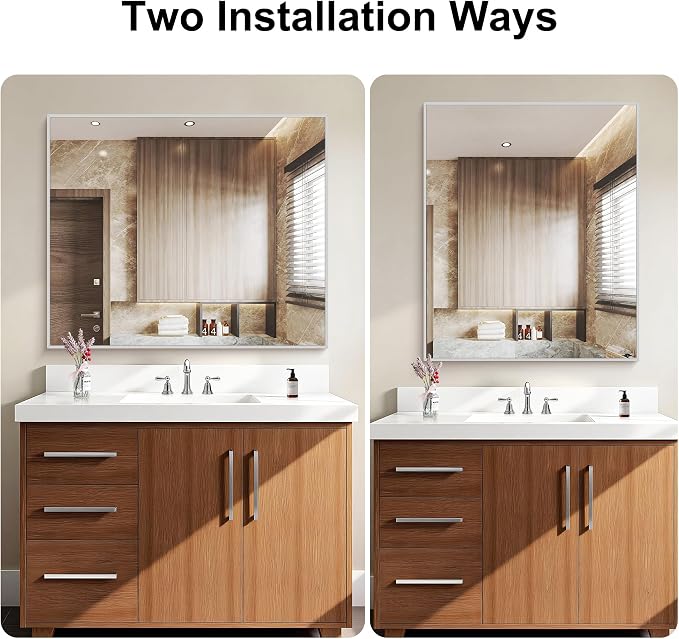 KOCUUY Silver Framed Mirror, HD Tempered Glass, Anti-Rust Frame, Modern Design - Image 7
