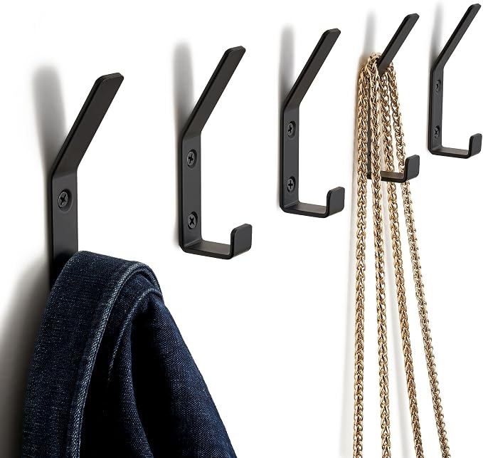 Decorative Coat Hooks For Wall Mount Set of 5 by KIBAGA