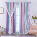 XiDi Curtains for Bedroom Decor, Rainbow Pink Purple/34/90 by Addsomecolortolife