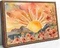Framed Boho Sun Canvas Wall art Mid-Century Modern Abstract Bohemian Sunset in by SXHANJXT