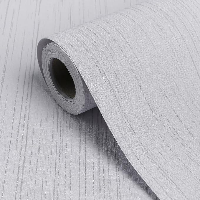 White Grasscloth Peel and Stick Wallpaper Texture Contact Paper A Set of 15.7" by Biyoeepeelstickwallpaper