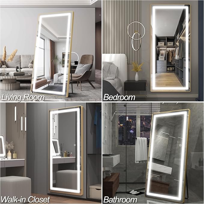 FENNIO Full Length Mirror with Lights, Free Standing Lighted Floor Mirror - Image 6