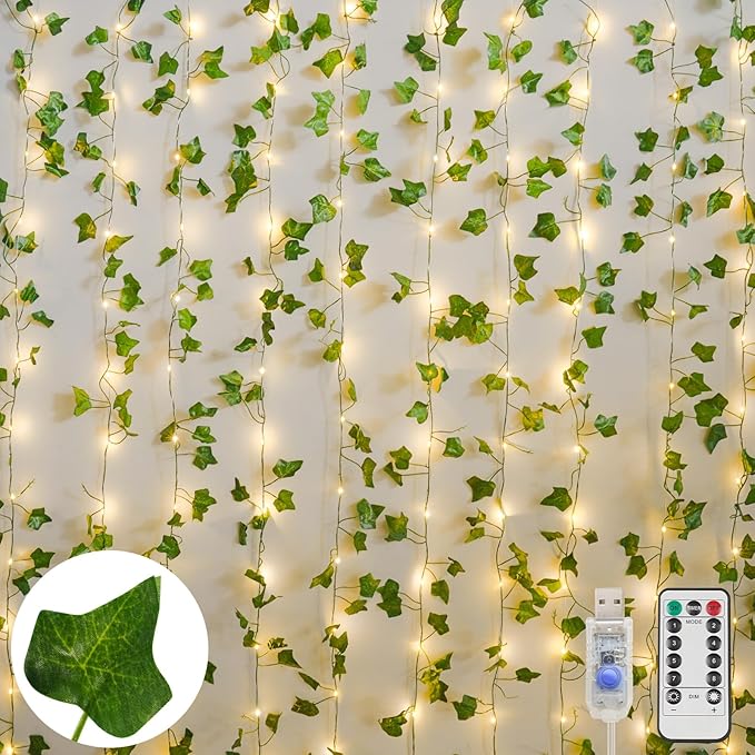 suddus Vines with Light for Bedroom, 200 LED Fairy Lights with Vines, Ivy by SUDDUS
