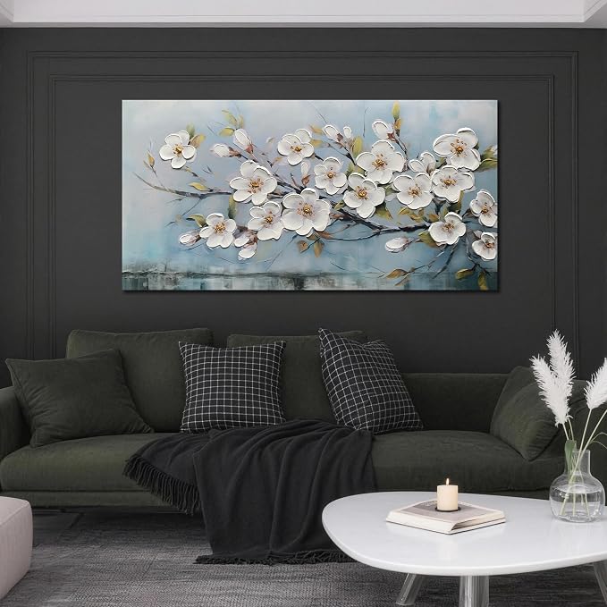Anolyfi White Textured Flowers Wall Art by Anolyfi