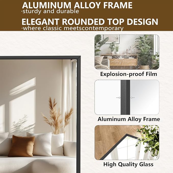 Koonmi 78"x35" Floor Mirror Full Length, Bedroom Floor Body Mirror - Image 4