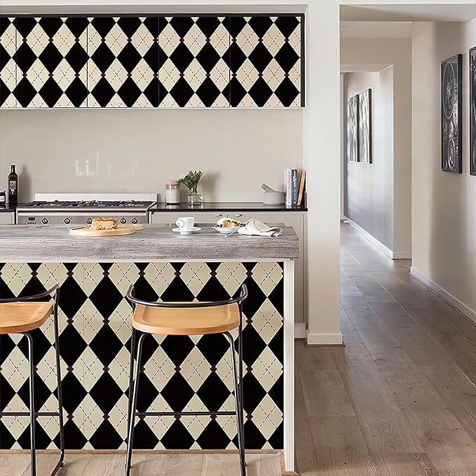 Simon&Siff Retro Checkered Peel and Stick Wallpaper Black and White Wallpaper - Image 6