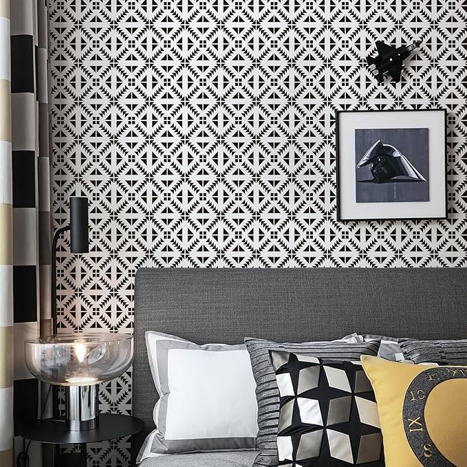Jeweluck Black and White Peel and Stick Wallpaper Black and White Removable - Image 2