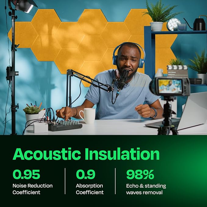 Acoustic Panels 12-Pack Soundproof Wall Panels 14"X12.1"X0.4" Sound Panels High - Image 3